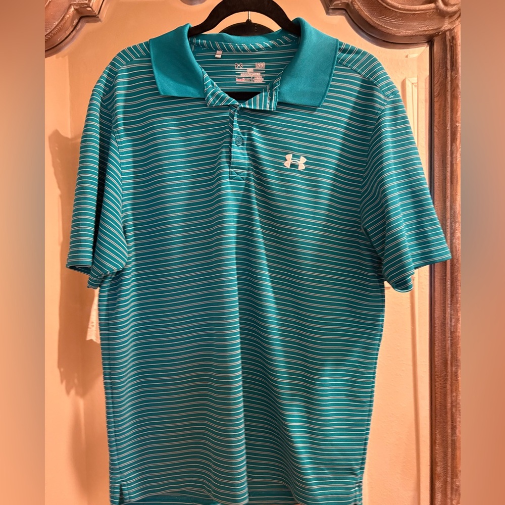 Under Armour Men's Polo Shirt - Aqua Stripes